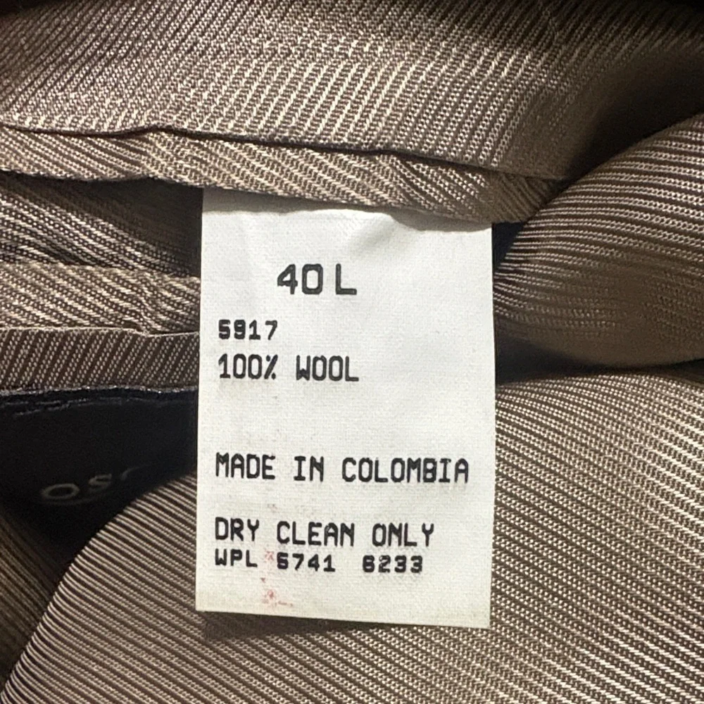 Oscar de la Renta 40L Wool Blazer Sport Coat Gray Houndstooth Classic 3-Button